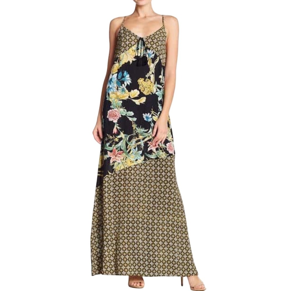 Band Of Gypsies Maxi Dress Floral Print Sleeveless Size Medium Bohemian Festival